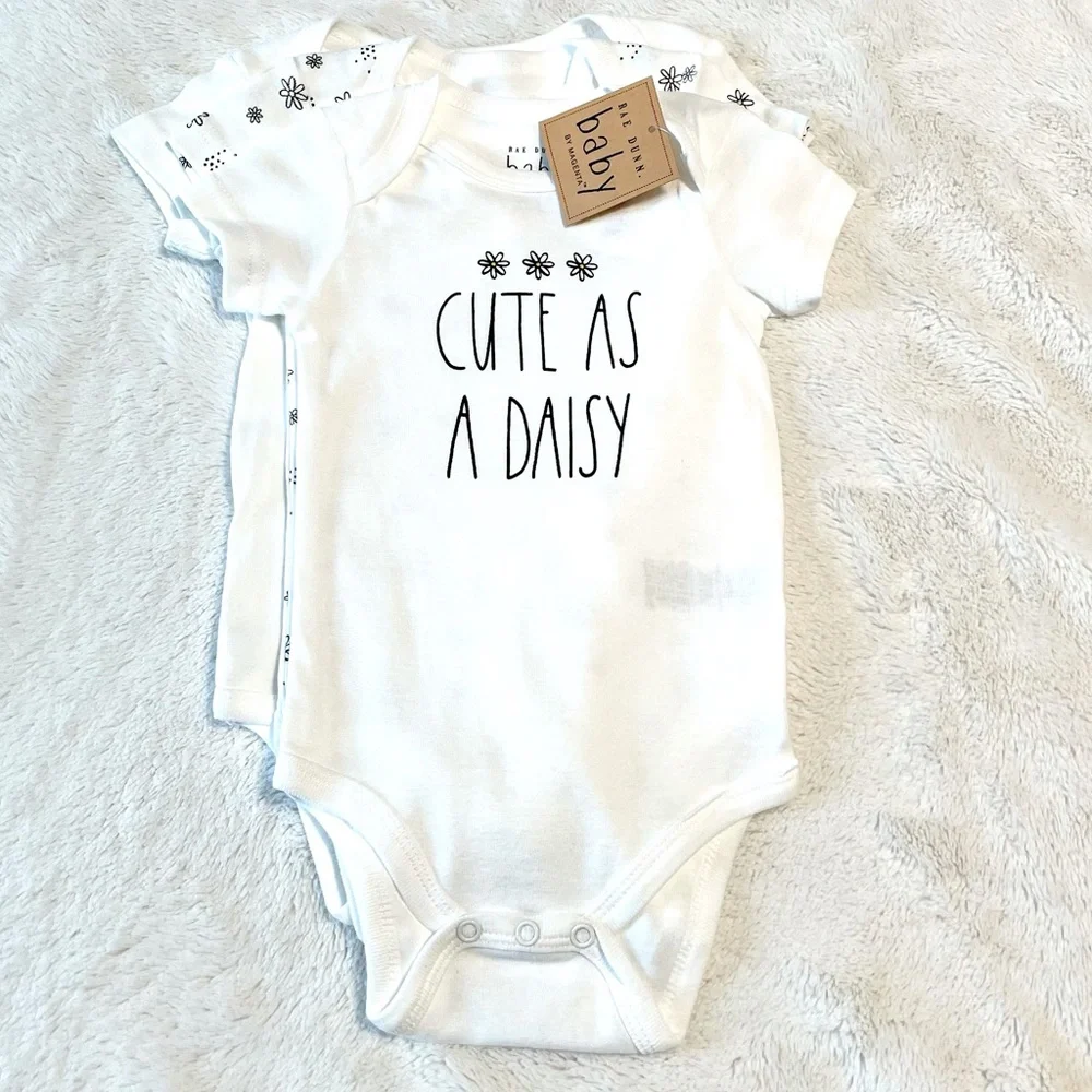 🆕Rae Dunn 3pk CUTE AS A DAISY Bodysuits
